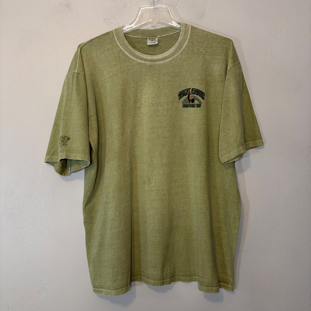 Crazy Shirt Haight Ashbury Cigar Smoke Shop Hemp Dyed Tee XL Green